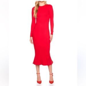 Susana Monaco - Crew Trumpet Midi Dress Red, New